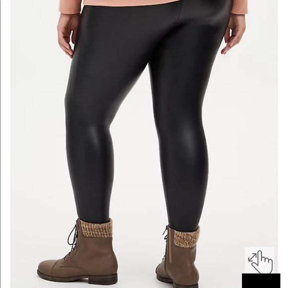 Torrid Platinum Legging Faux Leather Fleece Lined Black 3 - Picture 2 of 6